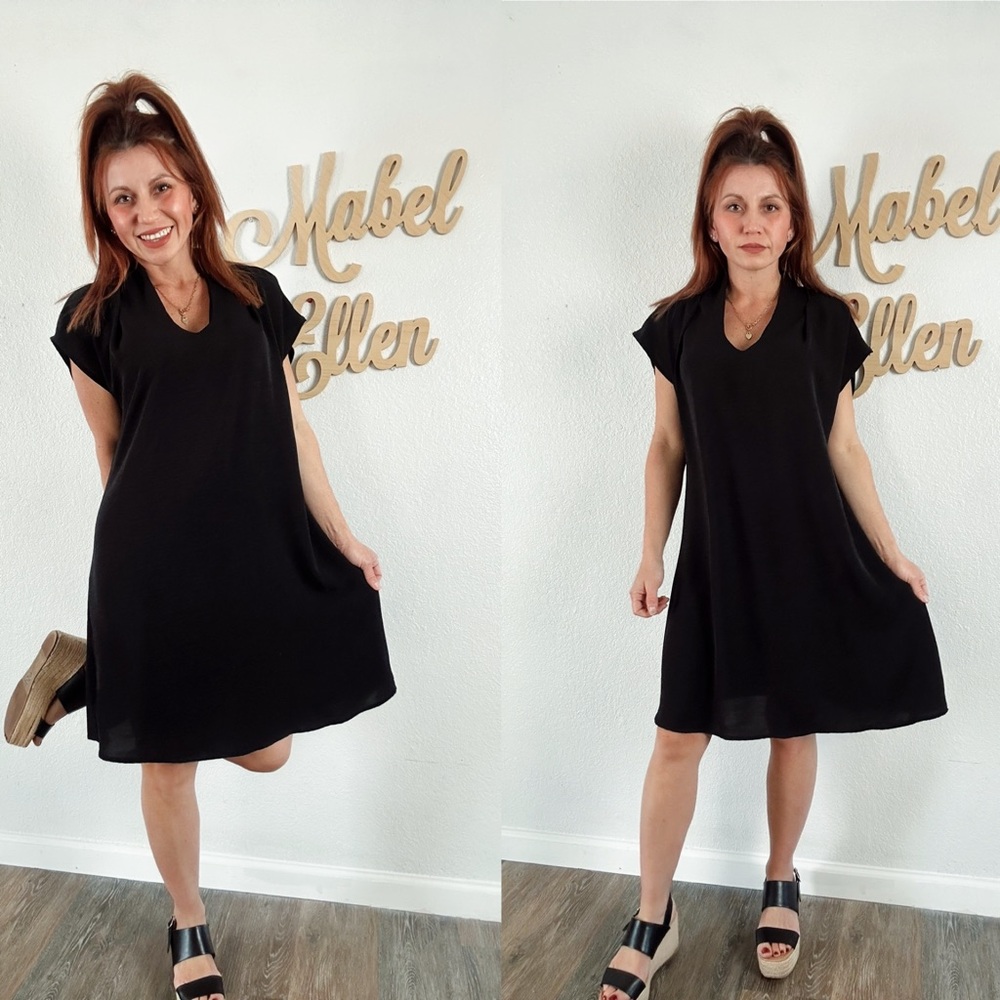 Lexington Avenue Chic Black v neck shirt Dress size XL